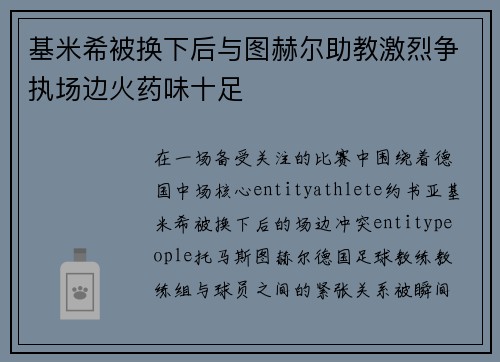 基米希被换下后与图赫尔助教激烈争执场边火药味十足